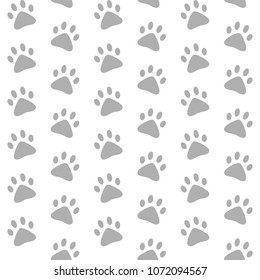 gray paw prints. vector seamless pattern. white background