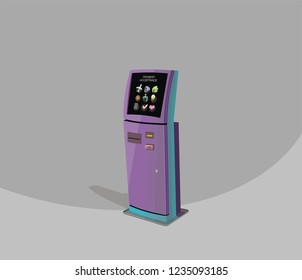 Gray payment terminal, Digital touch screen, interactive kiosk