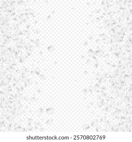 Gray Peach Vector Transparent Background. Delicate Fall Sakura Pattern. Japanese Lotus Wallpaper. Snowy Petal Japan Poster.