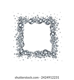 Gray pearl photo frame. Colored balls. Decor element.
