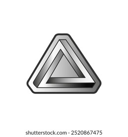 Gray Penrose triangle on a gray background, military, tactical sign of the Ukrainian Armed Forces, military style triangle icon.