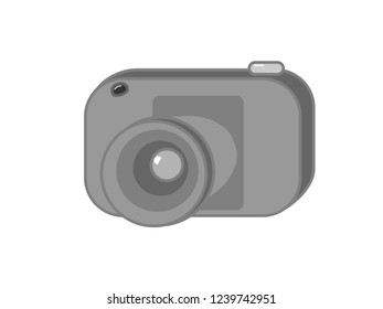 A  gray photo camera on a white background 