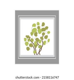 Marco fotográfico gris con la imagen de una planta ornamental. Aislado. Estilo plano. Ilustración del vector