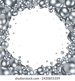 Gray  photo frame Made of pearls.