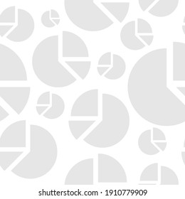 Gray pie chart seamless pattern in white background