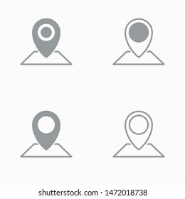 Gray pin with map icon on white background, vector illustration