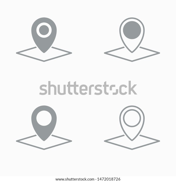 Gray pin with map icon on white background,\
vector illustration