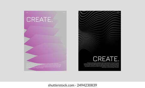 Gray pink black Poster background abstract gradient template vector. Social Media thumbnail geometric shapes design art paper.