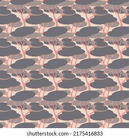Gray pink pastel color tree seamless pattern background for scrapbook design