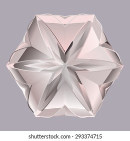 Gray pink shiny precious crystal with silver faces