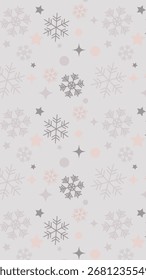 Gray and pink-toned snowflake background illustration