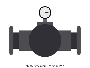 Gray pipe with pressure gauge.