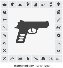 Gray pistol isolated vector icon
