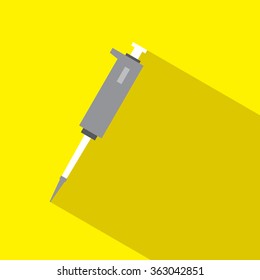 gray piston pipette icon flat style with long shadow on yellow background