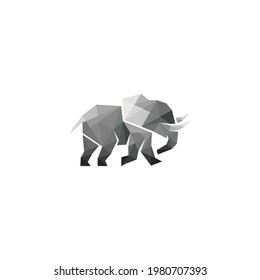diseño del logotipo de elefante de píxeles grises