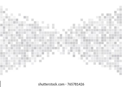 Gray pixels on white background.  Abstract hi tech vector banner. Modern technology design. Digital art.