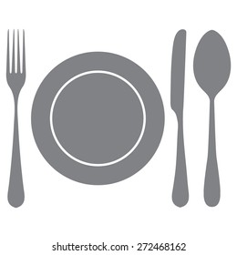 Gray Place setting with plate, knife and fork