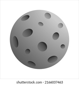 Gray planet with craters. Moon. 3d vector icon. Space design elements.