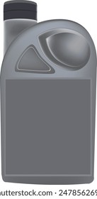 Gray plastic bottle with blank label for engine oil