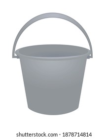 Gray plastic bucket. vector illustration