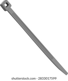 Gray Plastic Cable Tie Illustration Isolated on White Background