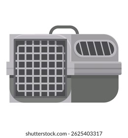 Gray plastic pet carrier with a metal door, perfect for safely transporting cats and dogs
