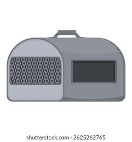 Gray plastic pet carrier for traveling with cats or small dogs, isolated on a white background