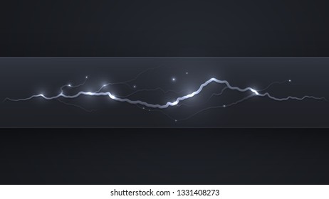 Gray plates overlapping each other. Vector background or business banner of graphite rods. Modern design of electrical discharges. Static electricity