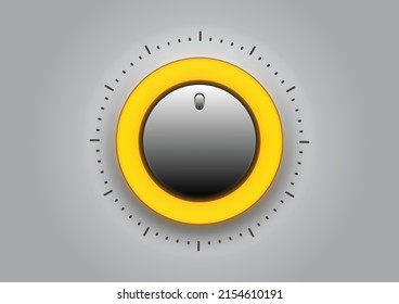 Gray Play - Vollum button with round yellow neon in light gray background