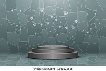 gray podium in the marble room