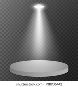 Gray podium. Stage lights on a transparent background. vector illustration.