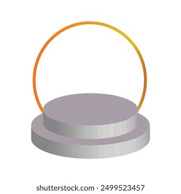 Gray podium with white background