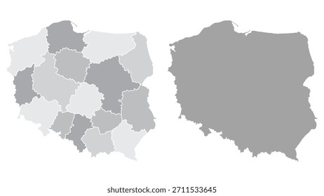 Graue Polen-Kartensymbole. Polen-Kartensymbol. Vektor.