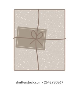 gray polka dot envelope or gift box vector with elegant minimalist design, ribbon and stamp