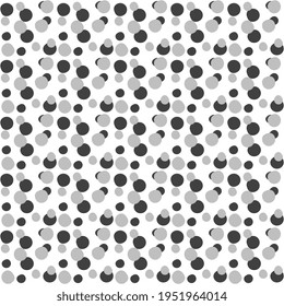 Gray polka dots of different sizes on a white background. Vector seamless pattern for hoop, surface, packaging, postcards, wallpaper design.