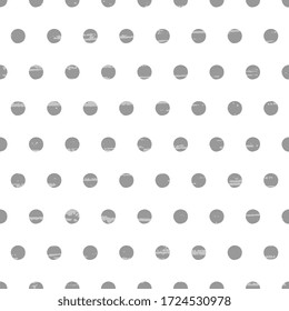 Gray polka dots on a white textured background. Vector seamless pattern. Beautiful wrapper, cover, textile, surface design.