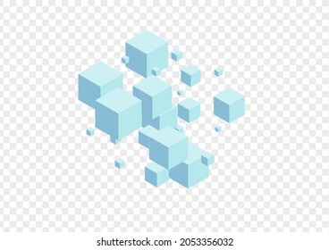 Gray Polygon Background Transparent Vector. Block Template Card. Monochrome Cube Effect Design. Structure Texture. White Particles Box.