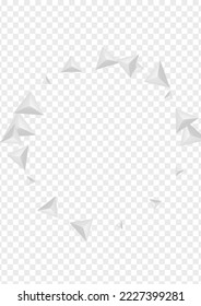 Gray Polygon Background Transparent Vector. Shard Geometric Backdrop. Silver Light Banner. Fractal Realistic. Greyscale Origami Illustration.