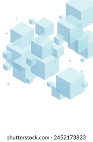 Gray Polygon Background White Vector. Geometric Futuristic Illustration. Blue Square Chaos Texture. Isometric Template. Sky Blue Group Box.