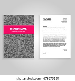 Gray polygonal with red shapes Template corporate style. Mock-up vector design.
