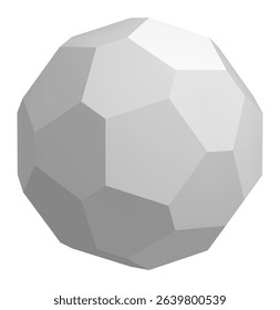 Gray polyhedron rotating in white space represents a perfect blend of mathematics, art, and design, making it an ideal visual for projects related to geometry, technology, or modern abstract art