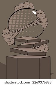 Gray Pop Art Product podium. Manga Style Showcase. Comic Book Showroom mockup presentation. Abstract Cartoon background.