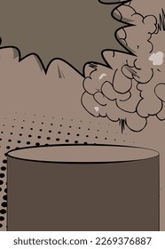 Gray Pop Art Product podium. Manga Style Showcase. Comic Book Showroom mockup presentation. Abstract Cartoon background.