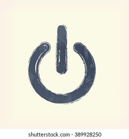 Gray power sign (icon, symbol), pale yellow background. Painted design element. Watercolor illustration for web or typography (magazine, brochure, flyer, poster).