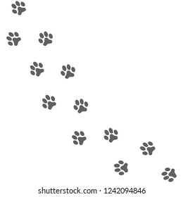 Gray prints paws dog isolated on white background. Footprints animal. Vector illustration.