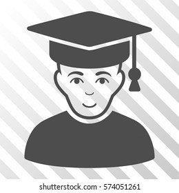 Gray Professor toolbar pictogram. Vector pictogram style is a flat symbol on diagonal hatch transparent background.