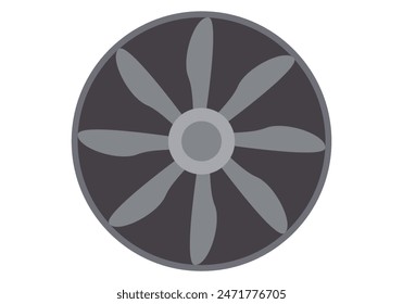 Gray propellers of an airplane or engine on white background.