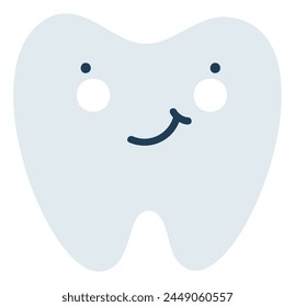 Gray proud tooth Emoji Icon. Cute tooth character. Object Medicine Symbol flat Vector Art. Cartoon element for kids dental clinic design, poster