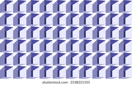 Grau violett Blauton Würfel 3D nahtlos wiederholen Muster, komplettes Bild-Design für Stoffdruck oder Tapete, blaue abstrakte Wand, Schachbrettkästen