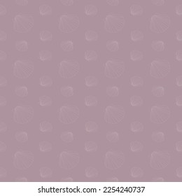 gray purple seashells seamless pattern